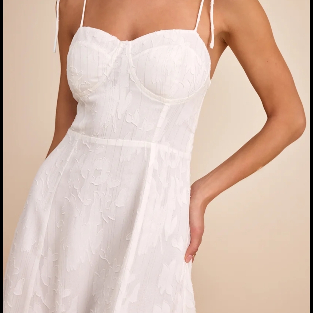 Lulu's White Smocked Strapless Dress